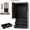 Armoire Wardrobe Closet Wooden Wardrobe Cabinet with 3 Drawers Hanging Rod 2 Doors Clothing Storage Cabinet Large Capacity Storage - 2 of 4