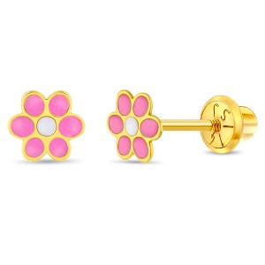 Girls' Enamel Daisy Screw Back 14k Gold Earrings - In Season Jewelry - 1 of 4
