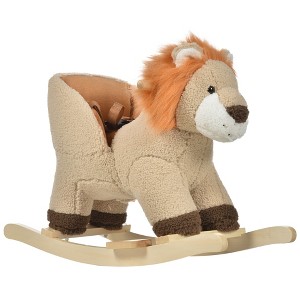 Cesicia Baby Rocking Horse, Plush Stuffed Rocking Animals, Wooden Rocking Horse with Seat Belt for 18-36 Months Baby, Brown - 1 of 4