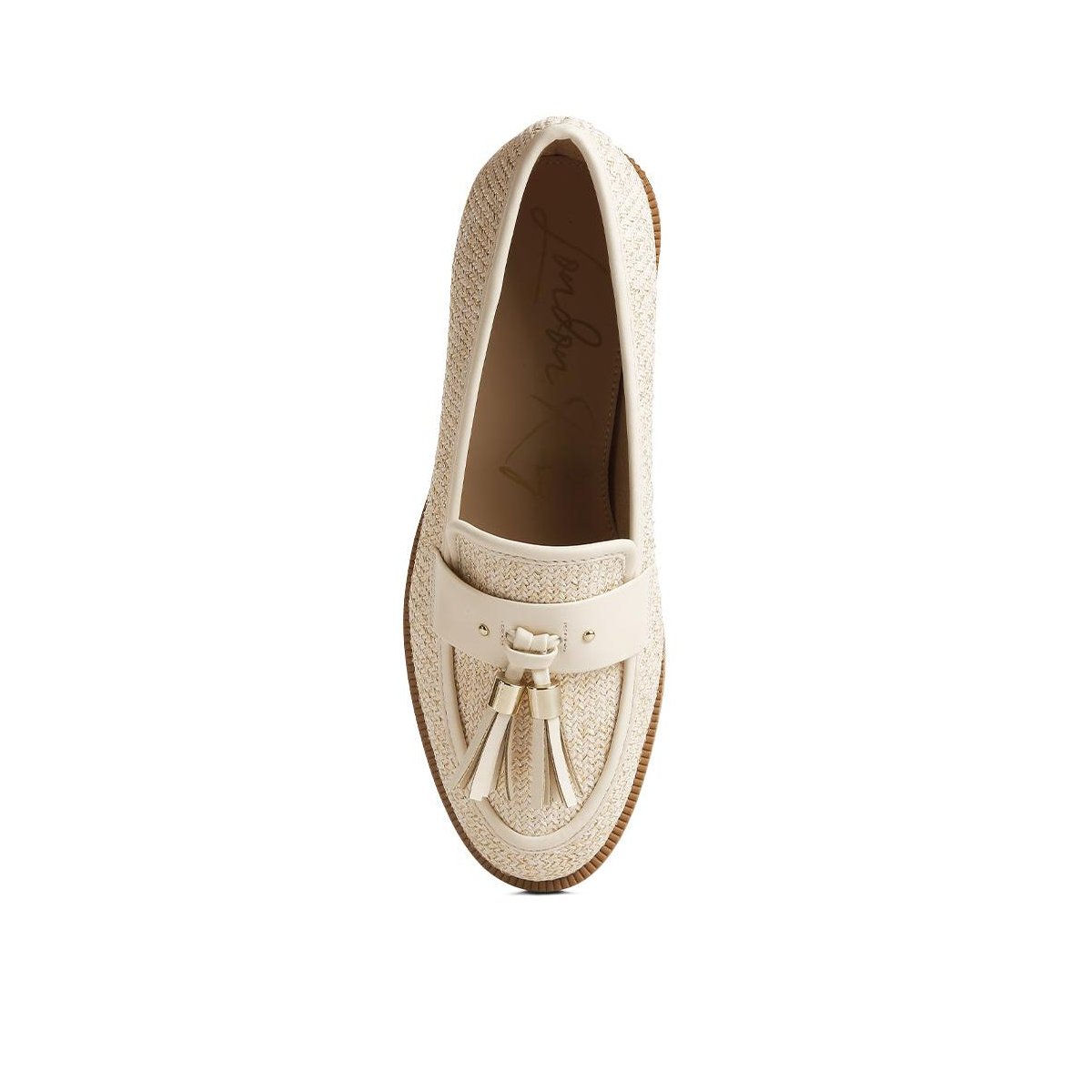 Женские туфли London Rag Womens Foxford Tassle Detail Raffia Loafers 7 — фото 4