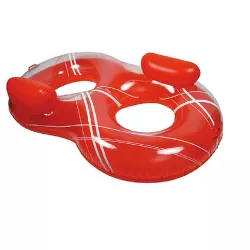 Swim Central 74" Inflatable Red and White Striped Duo Circular Swimming Pool Lounger