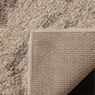 Luxurious Ivory Shag Rug with Easy Care Synthetic Fibers, 54x16 in
