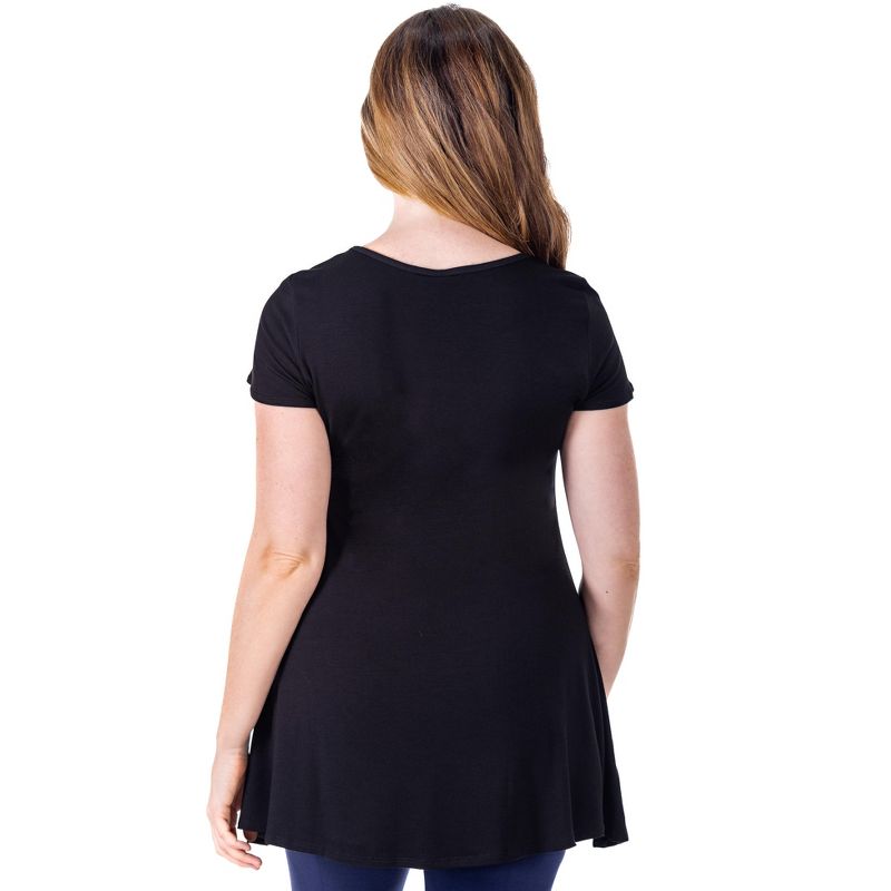 24seven Comfort Apparel Womens Short Sleeve Loose Fit Tunic Top with V Neck, 3 of 5