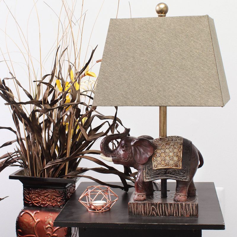 Elephant Table Lamp with Fabric Shade Brown - Lalia Home, 6 of 10