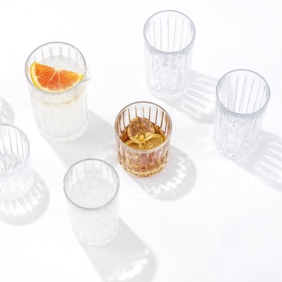 Alina Clear Ribbed Highball and Tumbler Glass Set