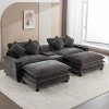 Sectional Sofa with 2 Ottomans, Sofa with USB Ports and Cup Holders and Storage Compartment, Chenille Couch with Plywood Frame-Cuddlewood - 3 of 4