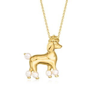 Ross-Simons 3.5-4mm Cultured Pearl Poodle Pin/Pendant Necklace in 18kt Gold Over Sterling Size 18 - 1 of 3