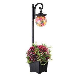 C Cattleya Solar Outdoor Post Light with Planter and Mosaic Glass Shade - 1 of 4