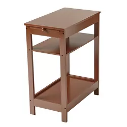 Lakeside Compact Side Accent Table with Sliding Pull Tray and Shelf