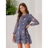 INSPIRE CHIC Women's Summer Floral Layered Tie V-Neck Semi-Sheer Long Sleeve Mini Dress - 2 of 4