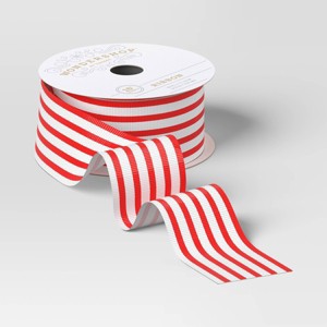 15' Christmas Nostalgic Noel Premium Ribbon Red and White Stripes - Wondershop™ - 1 of 3