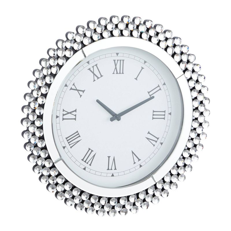 20&#34;x2&#34; Glass Starburst Round Mirrored Wall Clock Silver - Olivia &#38; May, 4 of 6