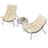 Costway 3 PCS Patio Furniture Set with Cushioned Papasan Chairs Tempered Glass Coffee Table Gray/Brown - 2 of 4