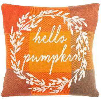 Hello Pumpkin Pillow - Multicolored - 18"x18" - Safavieh.