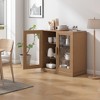 31"x31"x16" Wood Accent Cabinet, Storage Organizer with Adjustable Shelves and Glass Doors for Kitchen Bedroom Entryway Living Room Dinning Room - 3 of 4