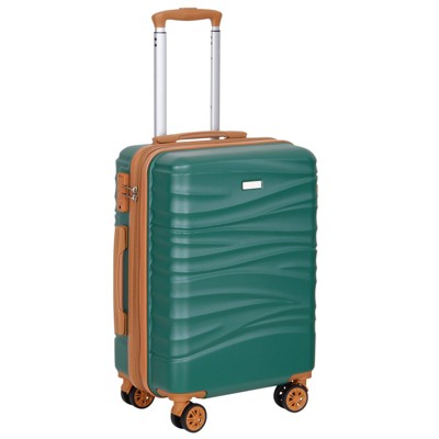 Hykolity 20" Carry On Luggage, Expandable Hardshell Suitcase with Double Spinner Wheels GREEN