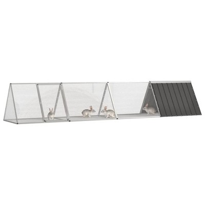 vidaXL Rabbit Cage Anthracite Galvanized steel Large Rabbit Cage - Anthracite 158.9" x 31.7" x 28"