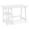 HDZNVF Contemporary Wood Writing Desk with Storage, White - 4 of 4