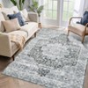 Machine Washable Area Rug Low Pile Non Slip Floor Carpet Vintage Distressed Flower Rug Soft Non Shedding Carpet for Kitchen Bedroom Living Room - 2 of 4