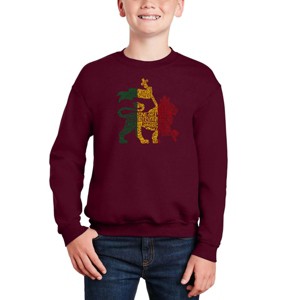 LA Pop Art Rasta Lion - One Love - Boy's Word Art Crewneck Sweatshirt - 1 of 3