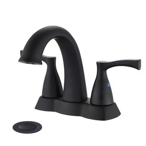 ChicFurnit Bathroom Sink Faucet Two Handles Centerset Design with Pop Up Drain for Modern Lavatories, Black, 11"*10"*6" - 1 of 4