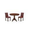 East West Furniture 3 Piece Dinner Table Set consists A Modern Table and 2 Platinum Gray Faux Leather Kitchen Chairs with Stylish Back- White Finish - 2 of 4