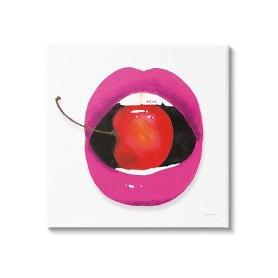 Stupell Industries Biting Cherry Lips Canvas Wall Art