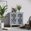 Aghana Digitals French-Inspired Grey MDF Storage Cabinet with Double Fretwork Doors, Metal Handles - 2 of 4