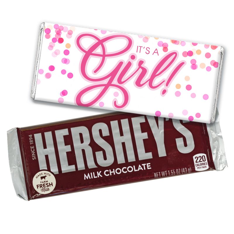 It's a Girl Baby Shower Candy Party Favors Wrapped Hershey's Chocolate Bars by Just Candy (12, 24 or 36 Pack), 1 of 3
