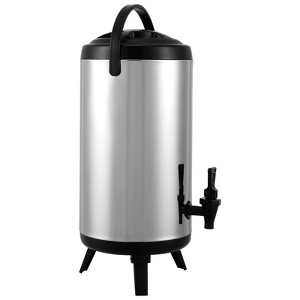 VEVOR Stainless Steel Insulated Beverage Dispenser, 2.4 Gallon 9.2 Liter, Thermal Hot and Cold Drink Server Dispenser with Spigot Handle, Food-grade - 1 of 4