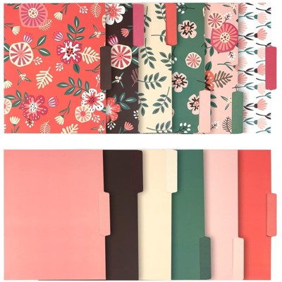 Juvale 12 Pack Floral Decorative File Folders, A4 Letter Size Document Organizer with 1/3-Cut Tabs, 9.5x11.5