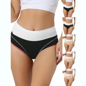 INSPIRE CHIC Women's Soft High Waist Stretch Breathable Tummy Control Cotton Briefs 6 Packs - 1 of 4