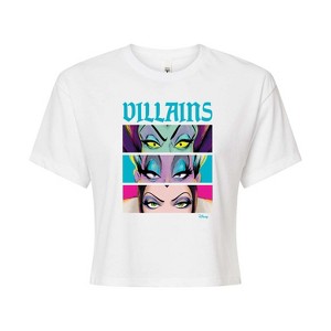 Women's - Disney Villains - Villains Stacked Cropped Graphic T-Shirt - 1 of 4