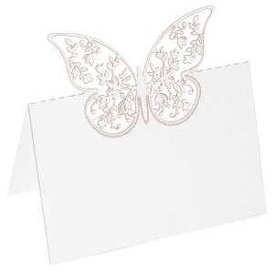 Unique Bargains Hollow Butterfly Cut Design Favor Decor Table Name Place Cards 25 Pcs - 1 of 4