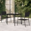 vidaXL Garden Dining Table Black Powder-coated steel, glass - 3 of 4