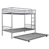 CAVINAS Twin Over Twin Metal Bunk Bed with Ladder & Fence & Trundle,Modern Bed Frame for Kids Room,Bedroom - 2 of 4