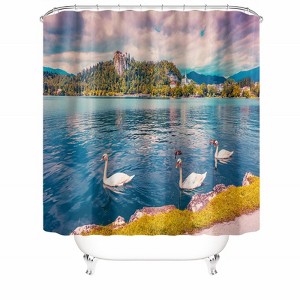 Swan And Lake Shower Curtains for Bathroom Waterproof Fabric Bath Curtain Durable Soft Stylish Bathroom Decor 72x72 Inch - 1 of 1