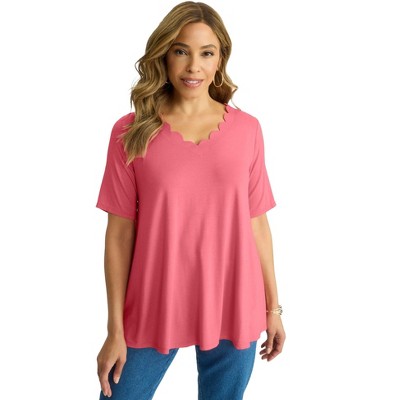 Jessica London Women's Plus Size Scalloped V-Neck Tunic