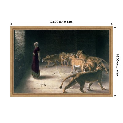 Daniel in the Lions Den Horizontal Canvas Print with Maple Frame