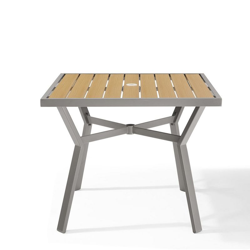 SONGMICS HOME Sencillo Collection - Dining Table, Patio Table, with Umbrella Hole, Square, Modern and Transitional Style,Gray and Beige, 2 of 10