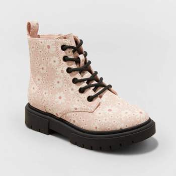Girls' Rochelle Glitter Zipper Lace-up Combat Boots - Art Class™ : Target