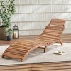 Chic Crate-LAHAINA Solid Wood Foldable Chaise Lounge - Beach Patio Poolside Furniture (Sage Brown) - 4 of 4