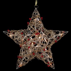 Northlight Lighted Glittered Rattan Berry Star Christmas Window Decoration - 18" - Clear Lights - 1 of 4