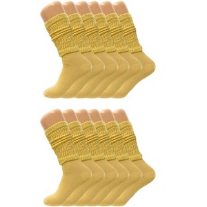 Women’s Slouch Scrunch Socks 12 Pairs Cotton Knee-High Shoe Size 5-10 - 1 of 4