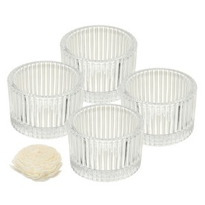 Unique Bargains Centerpiece Decor Round Ribbed Votive Glass Tea Light Holders - 1 of 4