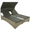 Nestfair Wicker Outdoor Day Bed with Shelter Roof and Adjustable Backrest with Gray Cushions Gray - 3 of 4