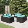 vidaXL 8 Piece Patio Lounge Set with Cushions - Outdoor Poly Rattan Black/Blue - Modern Design Durable Construction - Ideal for Garden Terrace Balcony - 2 of 4
