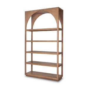 HomeRoots 47" Brown Arched Solid Wood Five Tier Bookcase - 1 of 4