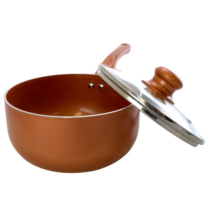 Better Chef 1.5 Qt. Copper Colored Ceramic Coated Saucepan with glass lid, 3 of 7