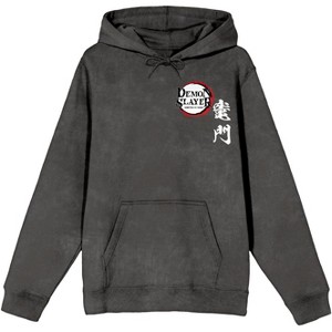Demon Slayer Tanjiro Character Art Men’s Charcoal Mineral Wash Long Sleeve Hooded Sweatshirt - 1 of 4